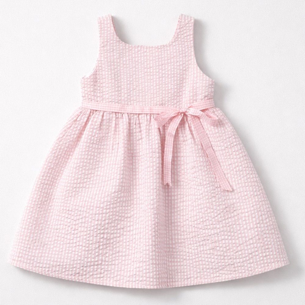 Rare Editions Pink and White Dress with Bow searsucker size 24 months